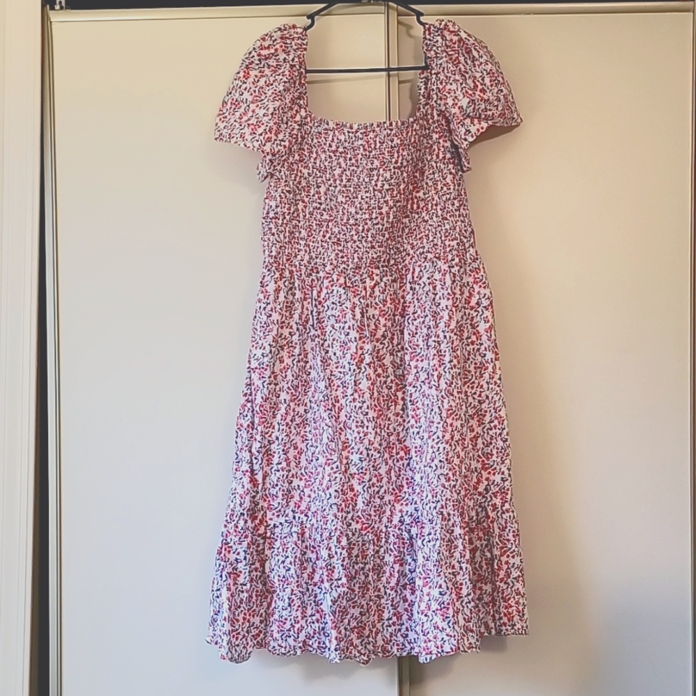 Gap Smocked Floral Squareneck Dress